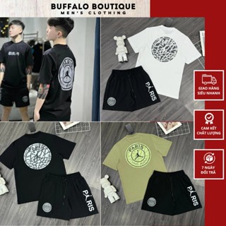 Bộ Paris Nam , Bộ Quần Áo Paris Jor Đan In Chữ Siêu Đẹp- Bộ Quần Áo Cộc Jor Đan Chất Liệu Cotton Thoáng Mát