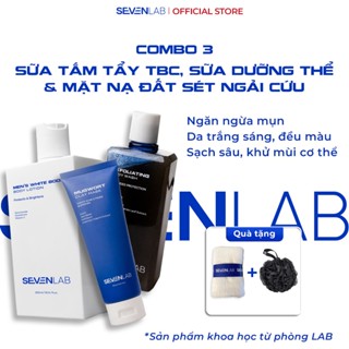 Combo 3 sữa dưỡng thể trắng da, sữa tắm tẩy tế bào chết và mặt nạ đất sét ngải cứu nam giới SEVENLAB
