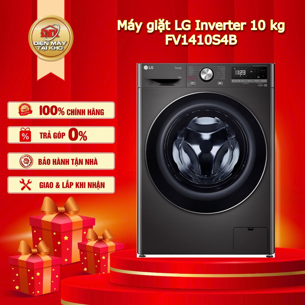 Máy giặt LG Inverter 10 kg FV1410S4B – AI DD bảo vệ vải – TurboWash 59 phút – Chính hãng LG