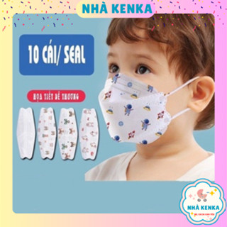 Set 10 khẩu trang 4D hoạ tiết cho bé
