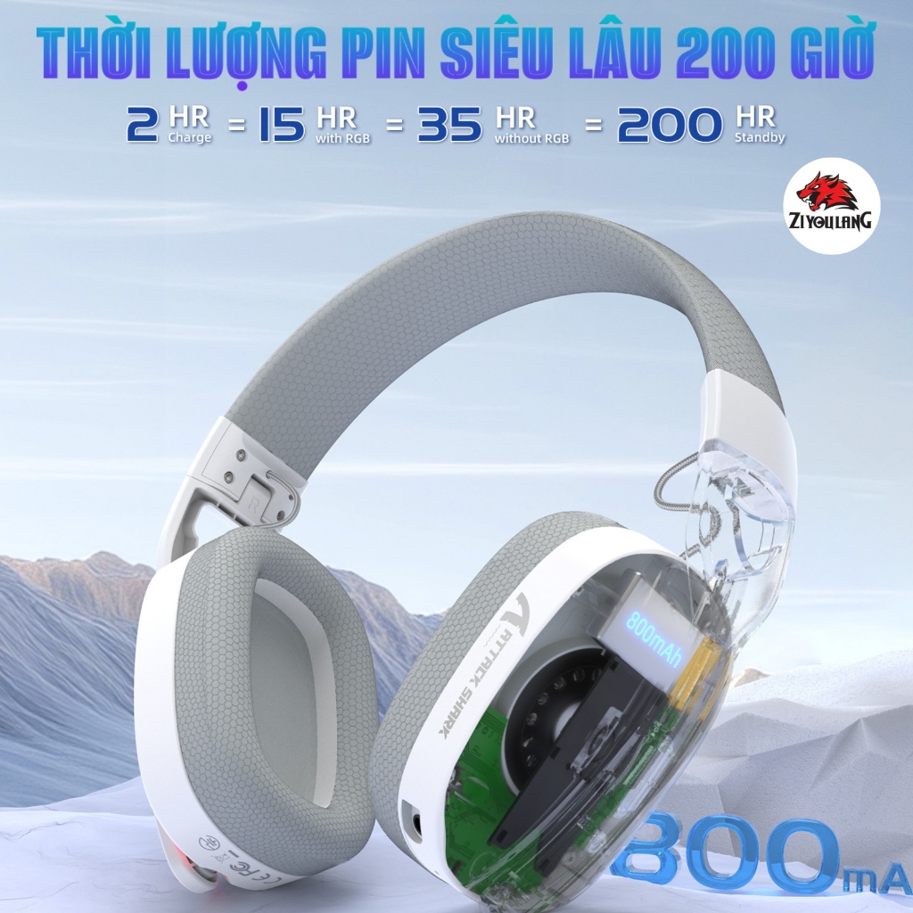 Tai Nghe Không Dây Attack Shark L90 - 3 Mode Kết Nối, Âm Thanh Vòm 7.1, LED RGB, Micro Chống Ồn | BigBuy360 - bigbuy360.vn