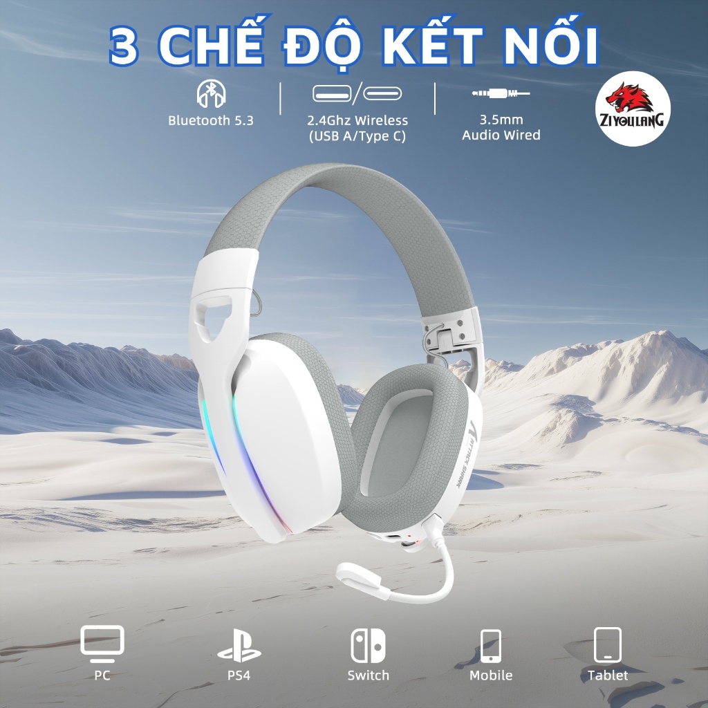 Tai Nghe Không Dây Attack Shark L90 - 3 Mode Kết Nối, Âm Thanh Vòm 7.1, LED RGB, Micro Chống Ồn | BigBuy360 - bigbuy360.vn