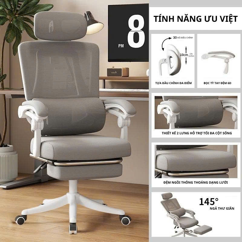 Ghế văn phòng Công Thái Học chống gù lưng bảo vệ cột sống Thương hiệu Vegor Life - ECO S08 | BigBuy360 - bigbuy360.vn