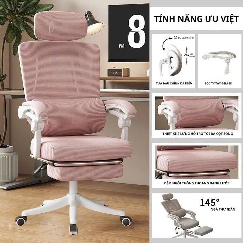 Ghế văn phòng Công Thái Học chống gù lưng bảo vệ cột sống Thương hiệu Vegor Life - ECO S08 | BigBuy360 - bigbuy360.vn