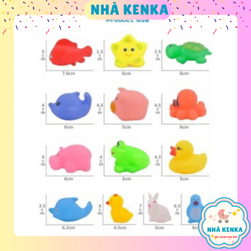 Set 10 con thú thả chậu tắm bóp chip chip cho bé