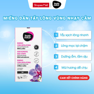 Bộ Miếng Dán Tẩy Lông Body Natur Brazilian Waxing Bikini & Underarms 8+4+2 Wipes - Dùng Cho Vùng Bikini Và Nách