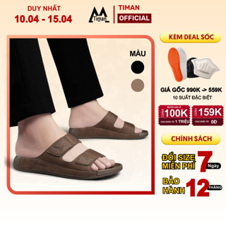 Dép da nam quai ngang dép lê đẹp xỏ ngón cao cấp cho nam trung niên TIMAN sandal công sở BH 1 năm DL87