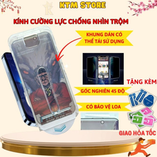 Kính cường lực iphone chống nhìn trộm khung tự dán lấy bụi MKING,viền mỏng ip xsmax 11 12 13 14 15 15 Pro 16promax