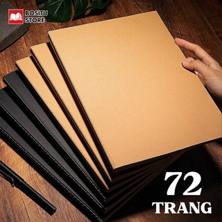 Tập Học Sinh/ Sinh Viên A5 B5 Sổ Tay Gáy Khâu Bìa Kraft Nâu/ Đen Giấy Kẻ Ngang, Caro, Không Dòng Kẻ _ Bositu Store