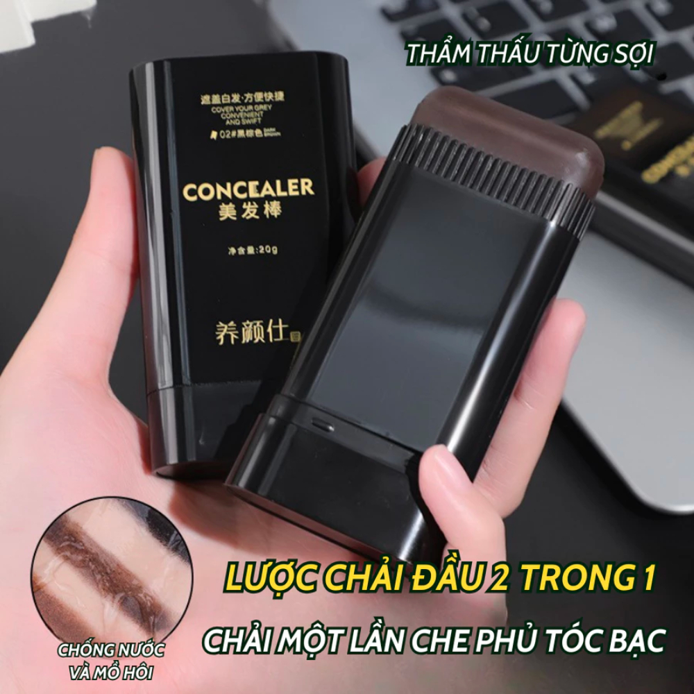 Lược chải che phủ tóc bạc CONCEALER - Lược chải CONCEALER giúp tóc đen, không bết dinh hỗ trợ cải thiện mái tóc hộp 20g
