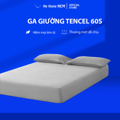 Ga giường Lụa Tencel 60S He thong NEM Cao Cấp Trơn Màu Drap Bo Chun Trải Nệm Ra Lẻ Bọc Đệm
