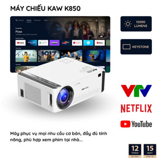 Máy chiếu phim Kaw K850 - Độ sáng 12000 Lumens, Hỗ Trợ Hình Ảnh Full HD, Wifi 2.4G/5G