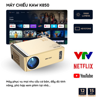 Máy chiếu phim Kaw K860 - Độ sáng 13200 Lumens, Hỗ Trợ Hình Ảnh 4K, Màn Hình 200Inch, Bảo Hành 12th