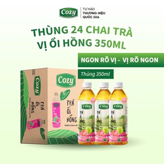 Trà Ổi Hồng Thùng 24 Chai 350ml Uống Liền Cozy - Trà Trái Cây Thơm Ngon Rõ Vị Ổi Hồng Tươi Mát, Ngọt Thanh