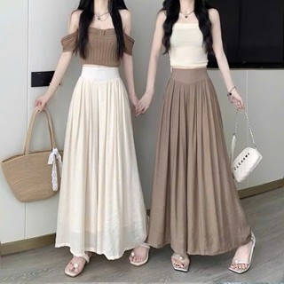 Quần ống rộng đũi vân mây dáng dài giả váy (CÓ BIGSIZE 40- 75KG)  cạp cao lưng chun tiện lợi mát mẻ-HVS- Mã 821