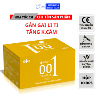 Bao cao su siêu mỏng 001 OiO gân gai nhiều gel bôi trơn kéo dài thời gian bcs chống xuất tinh sớm