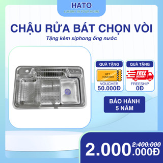 Chậu Rửa Bát 1 Hố HATO Inox SUS304 Dày 3.5 Ly, Bồn Rửa Chén 1 Ngăn Lớn Bán Nguyệt Kiểu Dáng Nhật Bản, Bảo Hành 5 Năm
