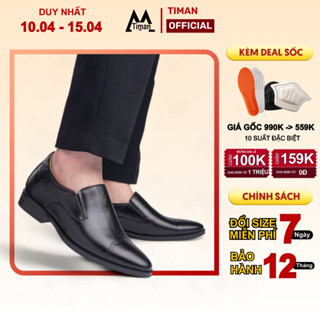 Giày tây nam kiểu lười chất liệu da bò tăng chiều cao công sở trung niên cao cấp bh 5 năm NC12 TIMAN