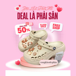 Dép Crocs Nữ 7cm tặng 10charm cute, dễ thương hàng cao cấp, lượng siêu xịn.0 ..