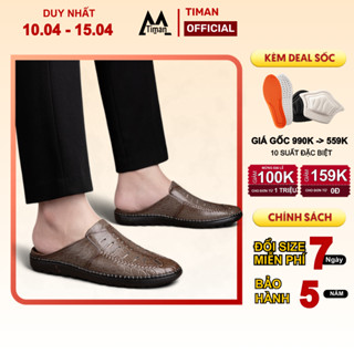 Giày sục nam sabo chất liệu da bò quai ngang thiết kế mọi cao cấp bảo hành 5 năm SA74 TIMAN