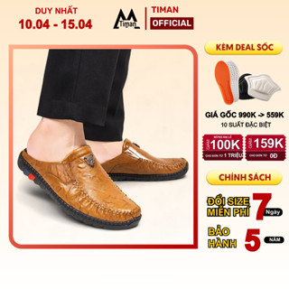 Giày sục nam chất liệu da bò giày lười nam đẹp quai ngang tông cao cấp bảo hành 5 năm NK12 TIMAN
