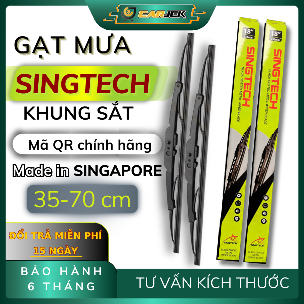 Gạt mưa ô tô silicon SINGTECH chính hãng Singapore ( Đủ size 35-70cm) khung sắt lắp vừa tất cả các d