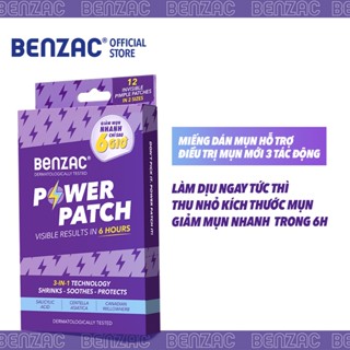 Miếng dán mụn 3 trong 1 BENZAC Power Batch x 12 miếng với Salicylic Acid