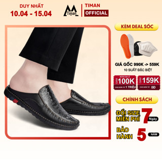 Giày nam sục sabo chất liệu da bò quai ngang thiết kế mọi cao cấp bảo hành 5 năm SA72 TIMAN