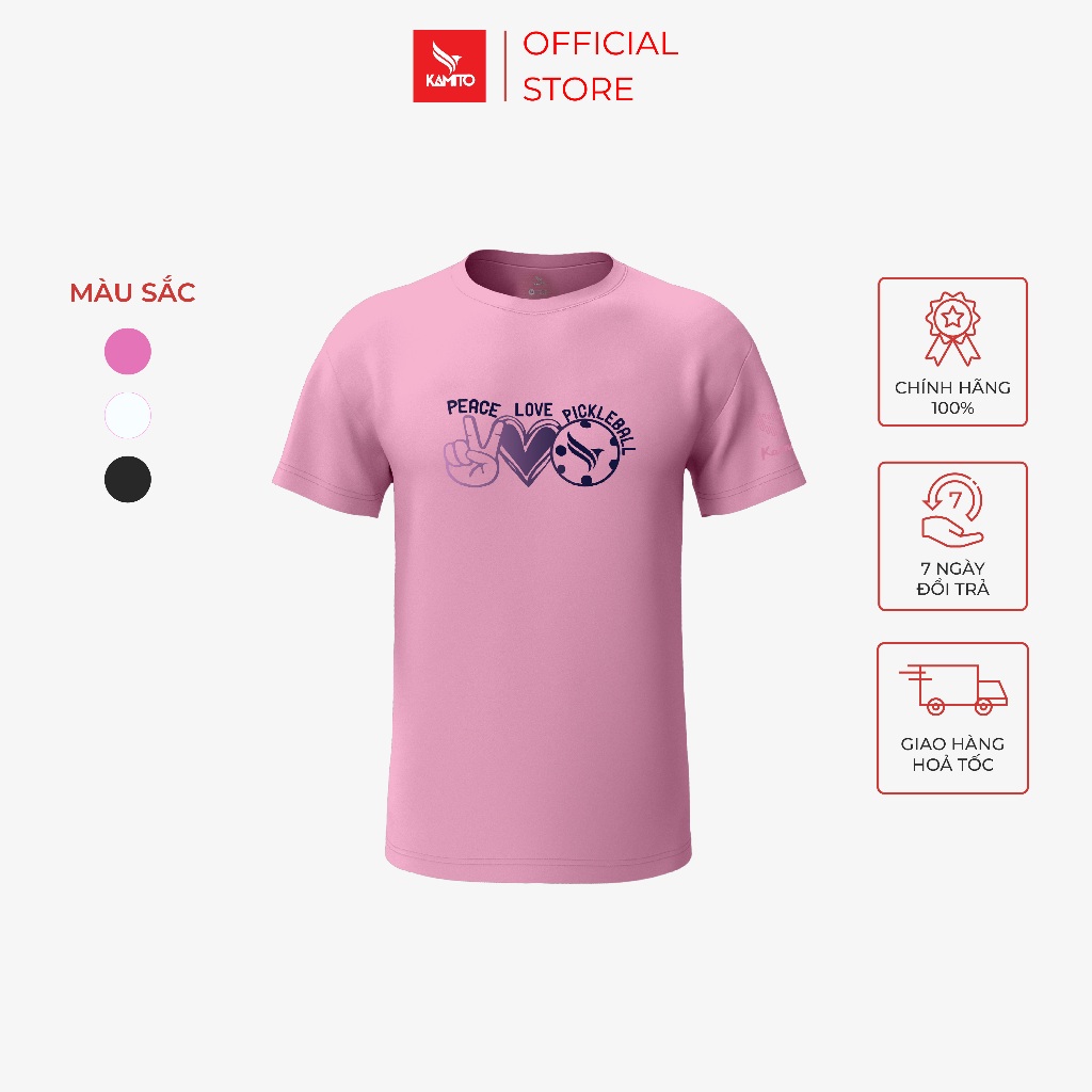Áo Tshirt Pickleball Kamito Peace Love, Chất Vải Nhẹ Nhàng, Thoáng Khí, Chống Nhăn
