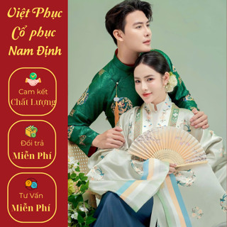 Cặp Áo Nhật Bình Cưới , Nam Chất Liệu Gấm Cao Cấp, Nữ Chất Liệu Taffeta Sang Trọng , Việt Phục Cổ Phục Nam Định