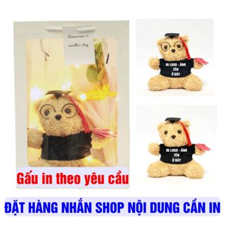 Gấu lông xù in tên quà tặng tốt nghiệp gấu cử nhân teddy in theo yêu cầu size 25cm