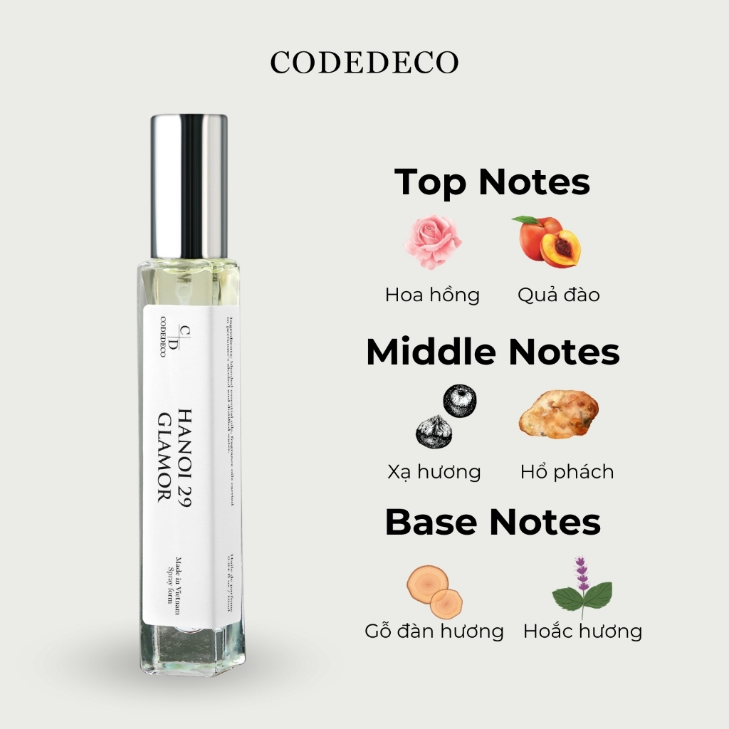 Tinh dầu nước hoa nữ CODEDECO Hanoi 29 - 10ml dạng xịt tiện lợi | BigBuy360 - bigbuy360.vn