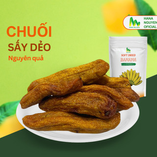 Chuối sấy dẻo Hana Nguyên xuất khẩu Châu Âu, vị ngọt tự nhiên, không chất bảo quản, đồ ăn vặt Heathy, 50 gram