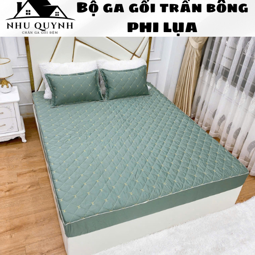 (Đệm 20cm) Ga trần bông phi lụa ga chun ga trải giường cao cấp 1 mầu nhiều kích thước