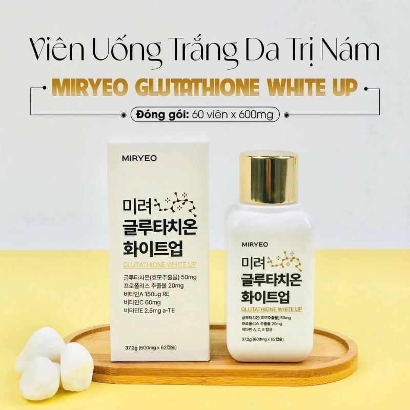 Viên uống trắng da Miryeo chuyên sâu Glutathione 62v Hàn Quốc