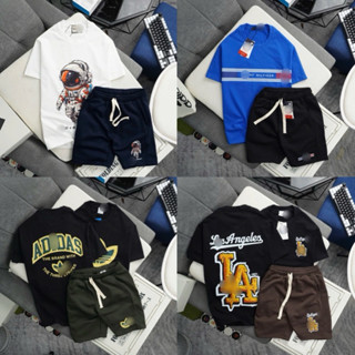 (43kg...76kg) đồ bộ áo thun cotton co giãn 4 chiều cao cấp kèm quần thun nỉ chân cua mịn dành cho bé lớn và bố vnxk