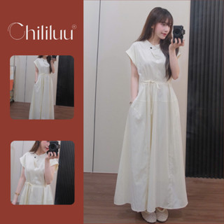 Đầm tay hến Chililuu váy maxi dáng dài form tay hến chiết eo phong cách thanh lịch sang trọng