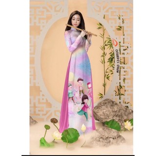 Vải may áo dài in hoa hồng mềm rũ