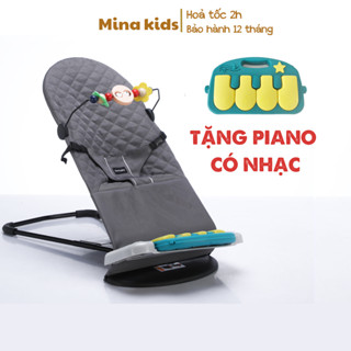 ghế rung nhún bập bênh cho bé có piano phát nhạc vui nhộn, vải cotton thoáng mát, lỗi 1 đổi 1, đồ chơi cho bé