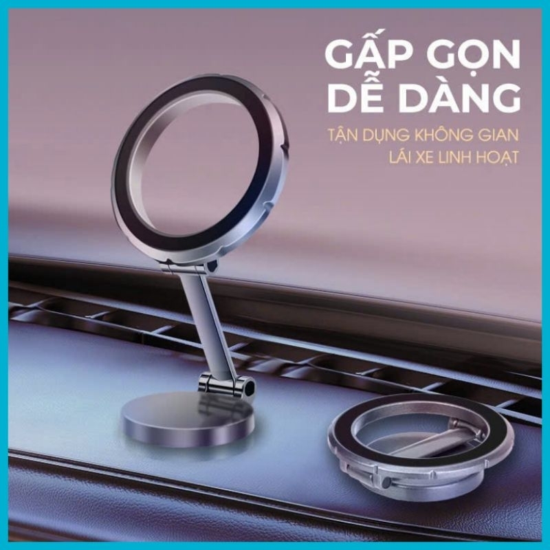Giá Đỡ Điện Thoại Trên Ô Tô, Hút Nam Châm Từ Tính, Xoay 360 Độ, Thép Không Rỉ