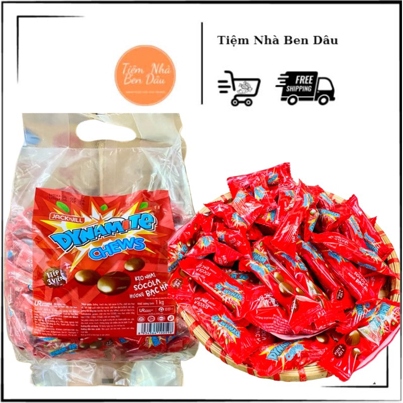 [TÚI 1KG] Kẹo nhai sô-cô-la Hương Bạc Hà Dynamite 3 viên 1 tép
