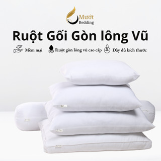 Gối nằm, ruột gối Mướt bedding chất liệu gòn lông vũ cao cấp đầy đủ size 40x60, 50x70, gối ôm