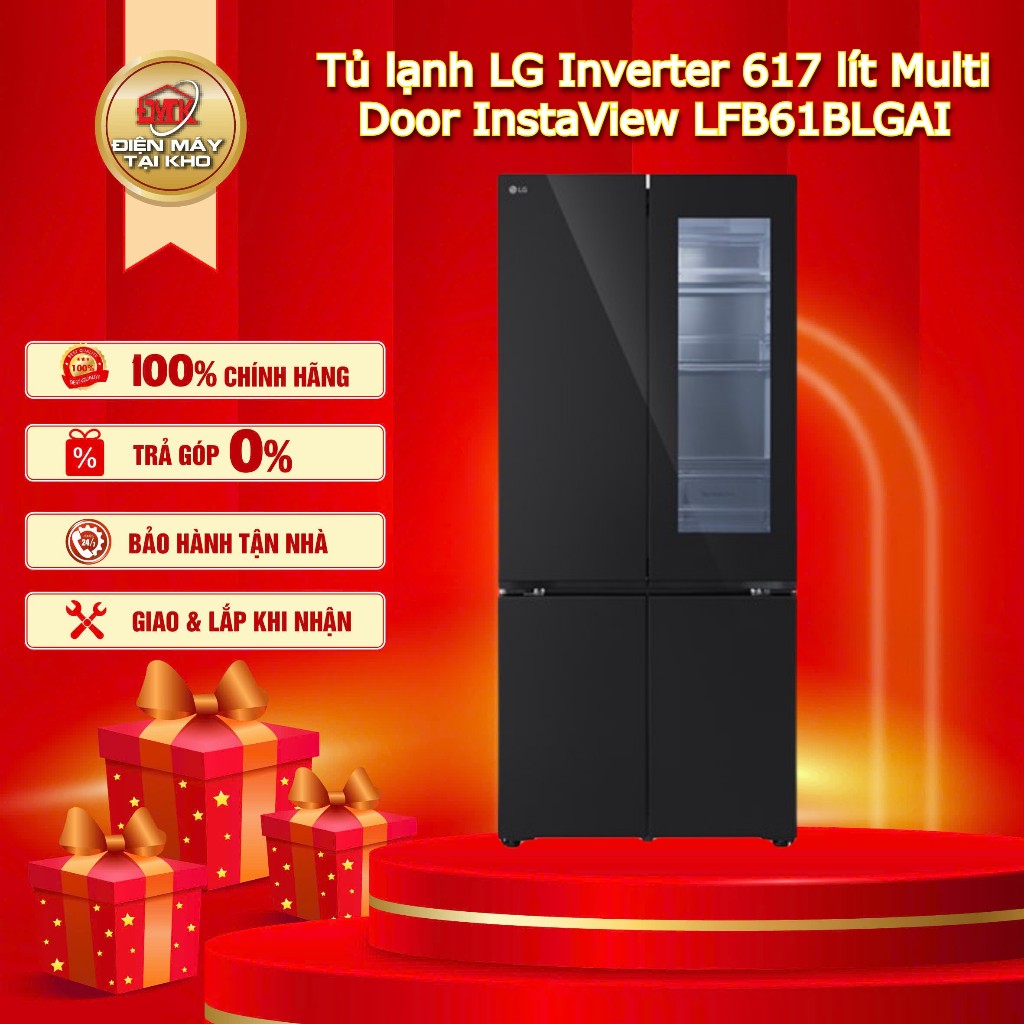 Tủ lạnh LG Inverter 617 lít Multi Door InstaView LFB61BLGAI – 4 Cánh – InstaView & Door Cooling – LG