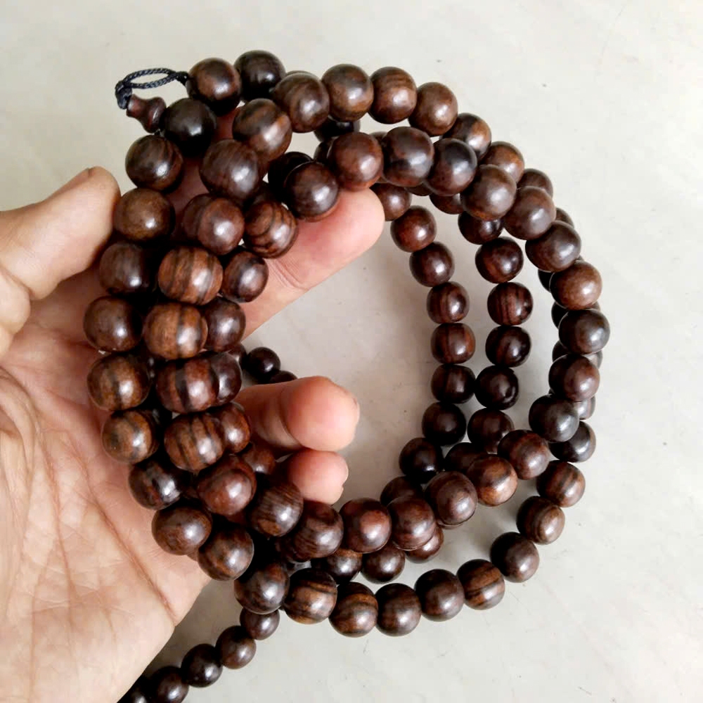 Dây chuỗi gỗ mun đen 108 hạt-nhiều cỡ ly