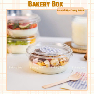 50 Hộp Nhựa Tròn 230ml Nắp Trong Đựng Bánh, Mousse, Tiramisu, Bánh Flan, Chè (Y117)
