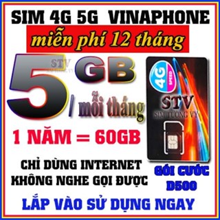 Sim Data Vinaphone 4G 5G D500 U1500 12TD49 Big50y 1 Năm | Tặng Data Khủng | Sale Sốc | Sử Dụng Toàn Quốc