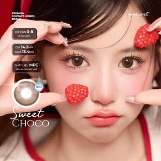 Lens nâu tự nhiên 0-8 độ Sweet Choco thương hiệu Angel Eyes, kính áp tròng nâu giãn nhẹ cho mắt thở 12h/ngày