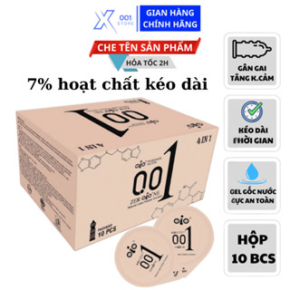 Bao cao su gai OiO gân gai li ti siêu mỏng nhiều gel bôi trơn hộp 10 bcs 001xstore