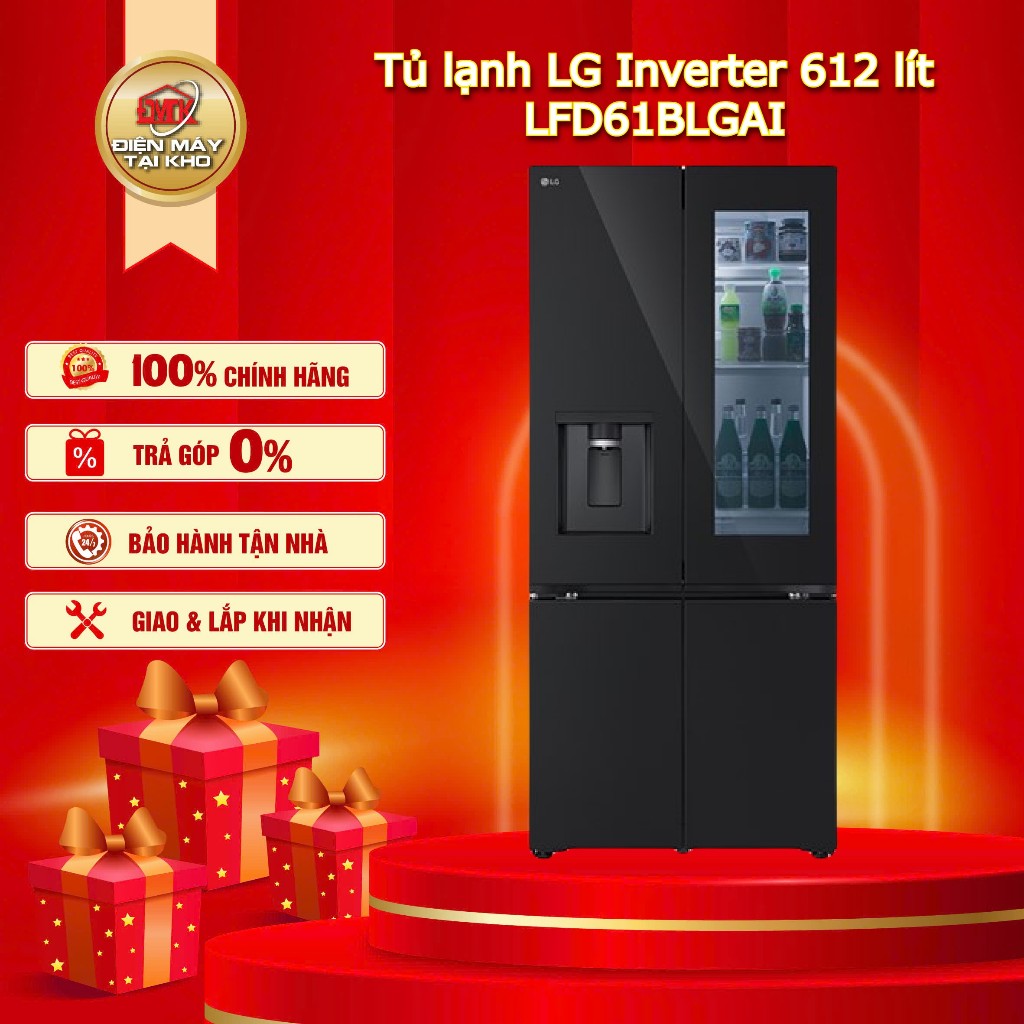 Tủ lạnh LG Inverter 612 lít LFD61BLGAI – 4 cánh Instaview – Multi Air Flow & Hygiene Fresh+ – LG chí