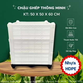 Chậu ghép trồng rau (50x50x60) chậu trồng cây kiểng nhựa HDPE cao cấp sử dụng 10 năm - Quang Anh HCM